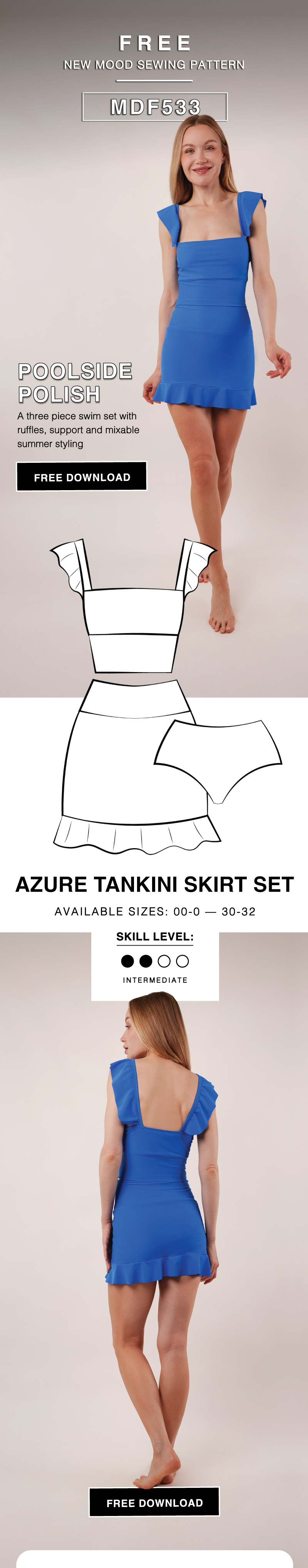 THE AZURE TANKINI SKIRT SET FREE SEWING PATTERN