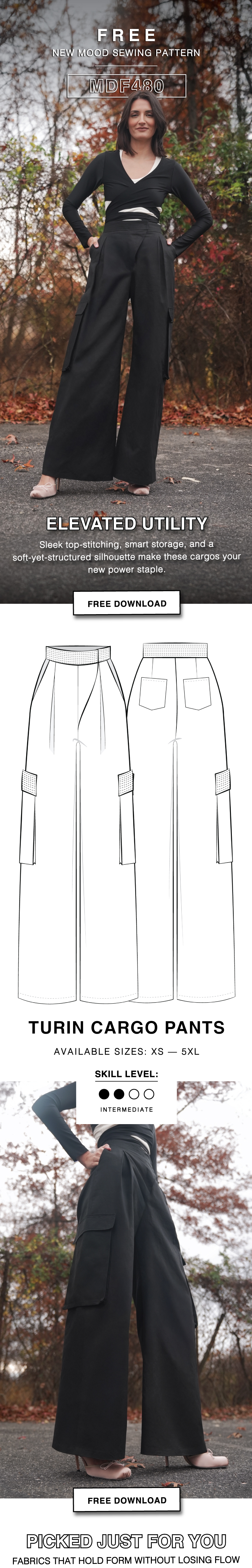 DOWNLOAD THE TURIN CARGO PANTS FREE SEWING PATTERN
