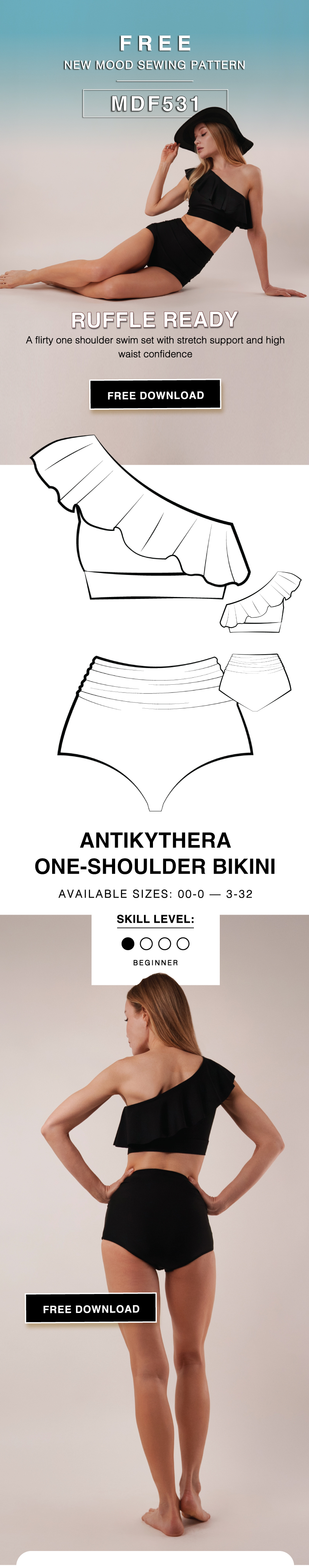 THE ANTIKYTHERA ONE-SHOULDER BIKINI FREE SEWING PATTERN DOWNLOAD