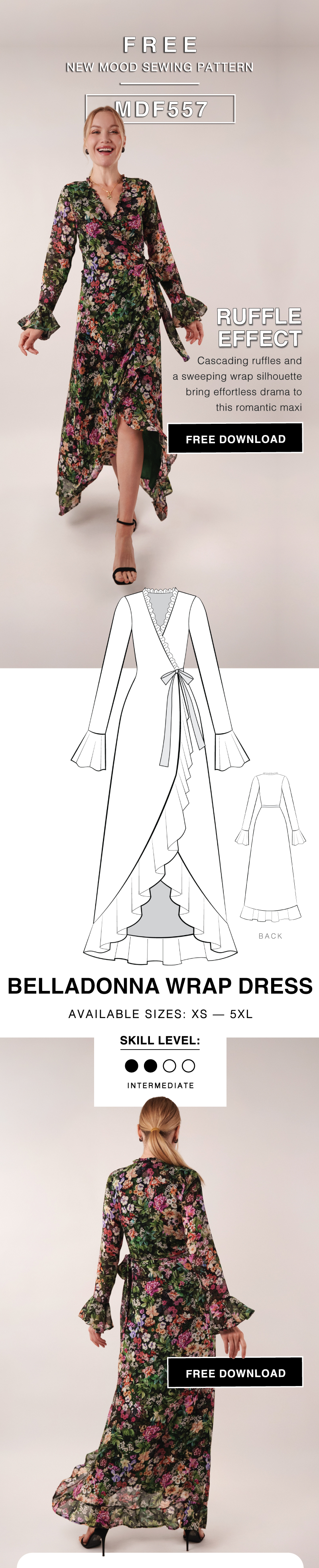 THE BELLADONNA WRAP DRESS FREE SEWING PATTERN