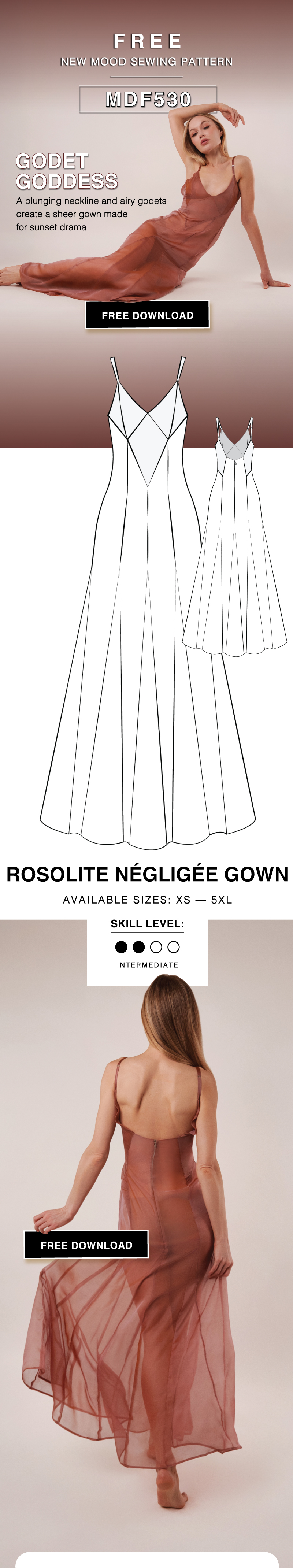 THE ROSOLITE NÉGLIGÉE GOWN FREE SEWING PATTERN DOWNLOAD