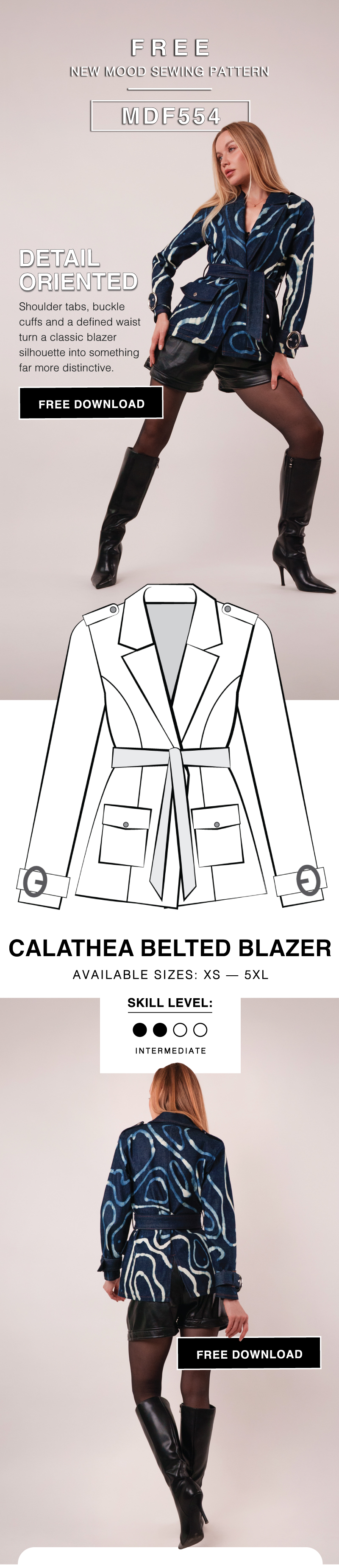 THE CALATHEA BELTED BLAZER FREE SEWING PATTERN