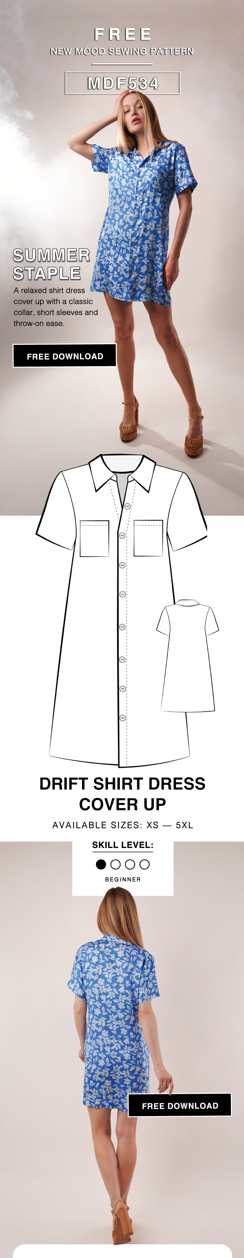 THE DRIFT SHIRT DRESS COVER UP FREE SEWING PATTERN