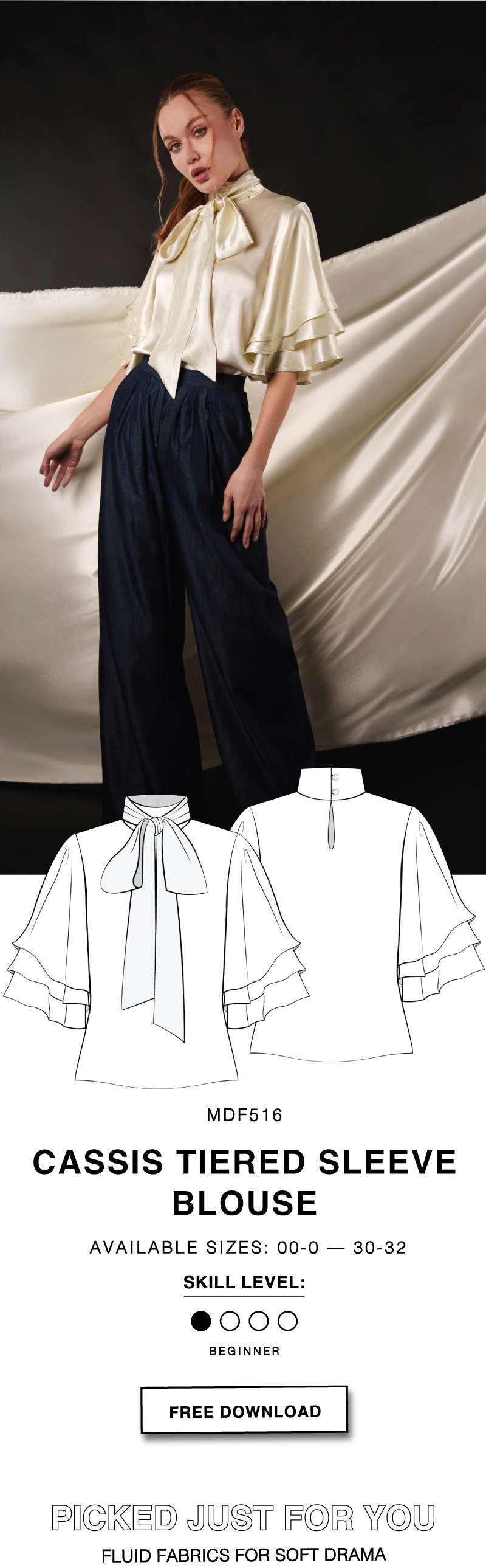 THE CASSIS TIERED SLEEVE BLOUSE FREE SEWING PATTERN