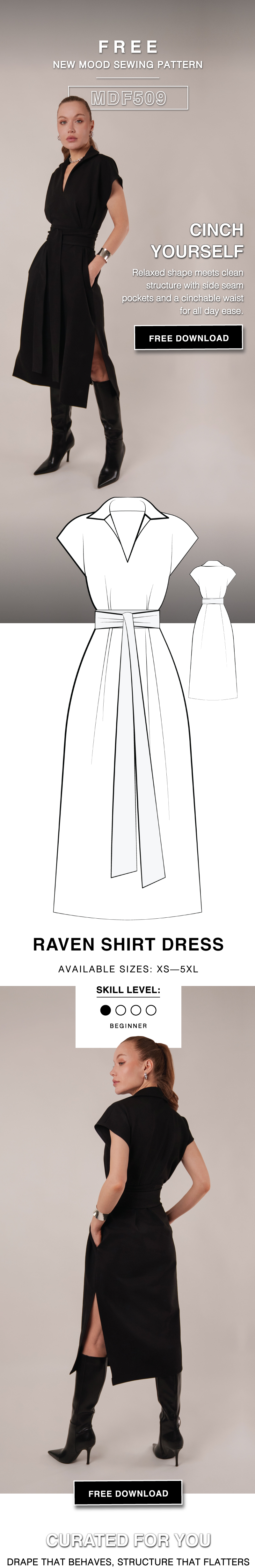 THE RAVEN SHIRT DRESS FREE SEWING PATTERN