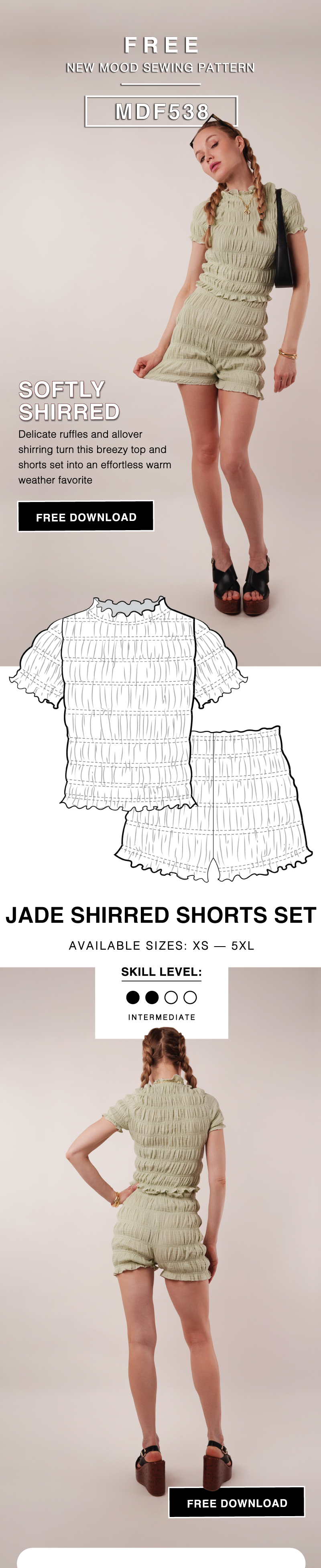 THE JADE SHIRRED SHORTS SET FREE SEWING PATTERN