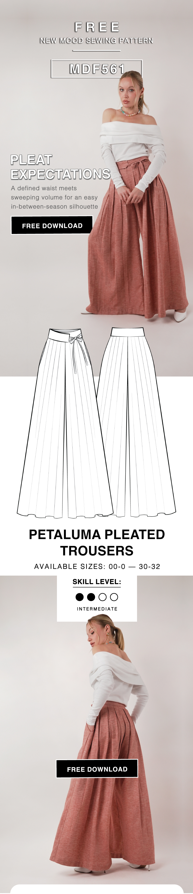 THE PETALUMA PLEATED TROUSERS FREE SEWING PATTERN