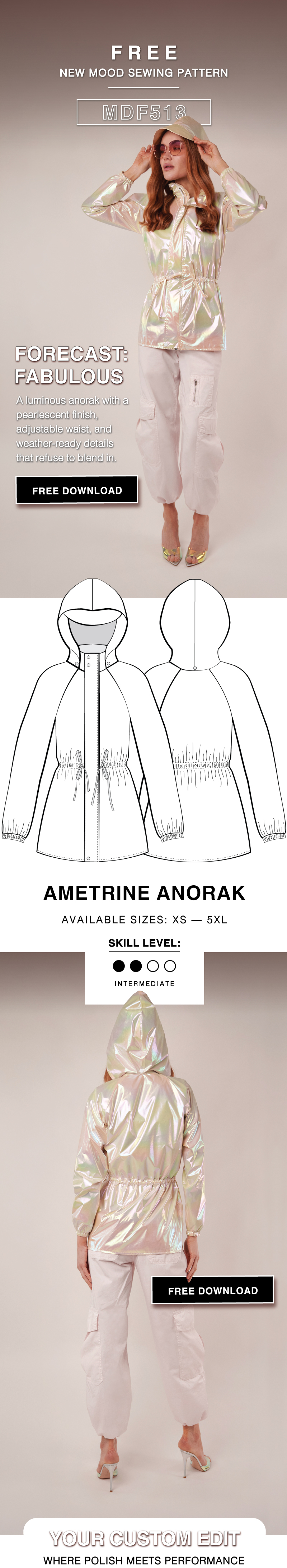 THE AMETRINE ANORAK FREE SEWING PATTERN