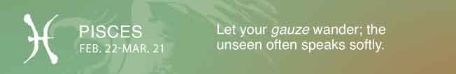 Let your gauze wander; the unseen often speaks softly.