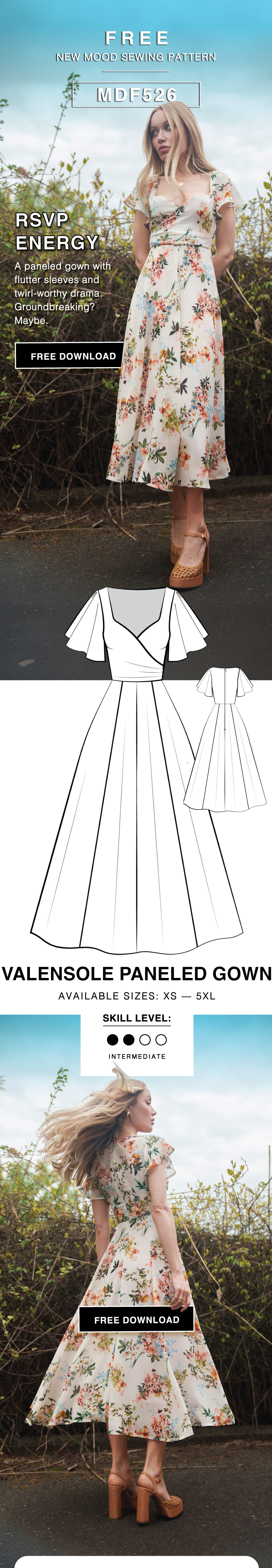 THE VALENSOLE PANELED GOWN FREE SEWING PATTERN