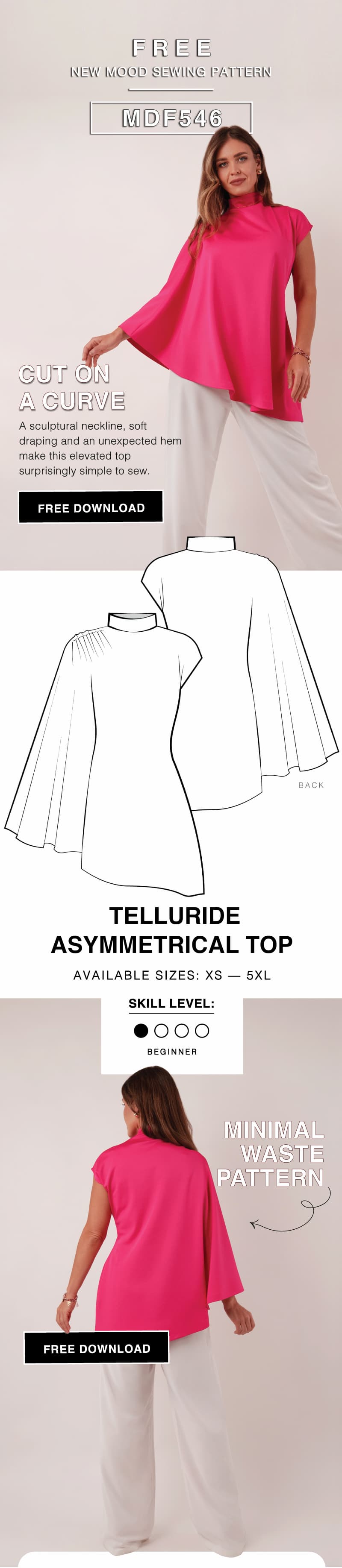 THE TELLURIDE ASYMMETRICAL TOP FREE SEWING PATTERN