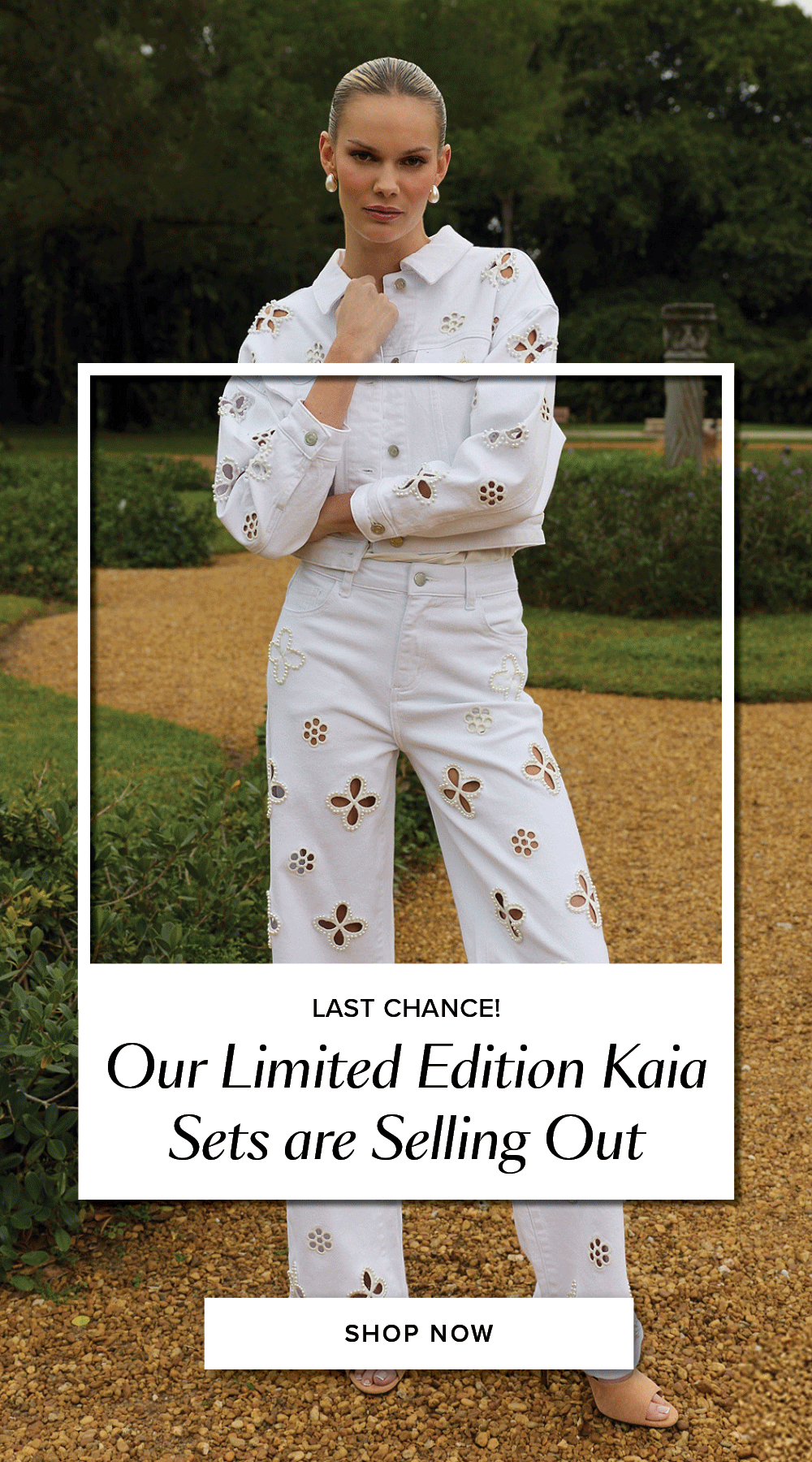 Last Chance! Our Limited Edition Kaia Sets are Selling Out. Shop Now. A rotating gif of 3 models wearing the Kaia in Black, White, and Medium Blue.