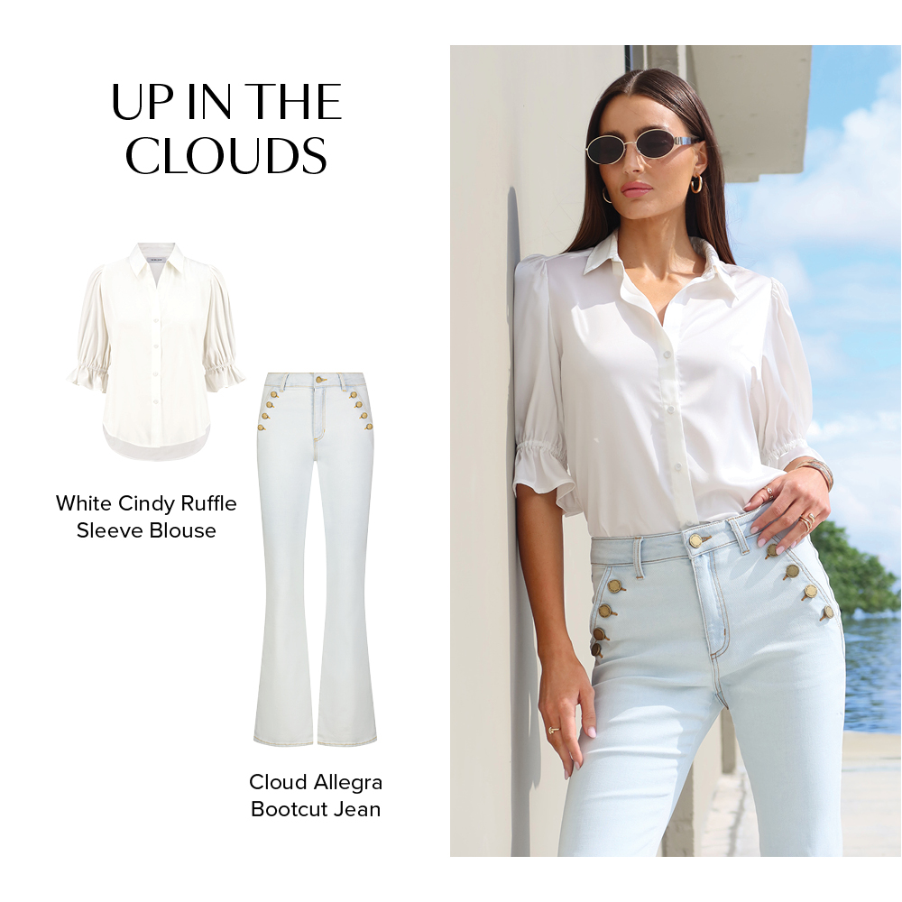 Up in the Clouds. Allegra Bootcut Jean in Cloud