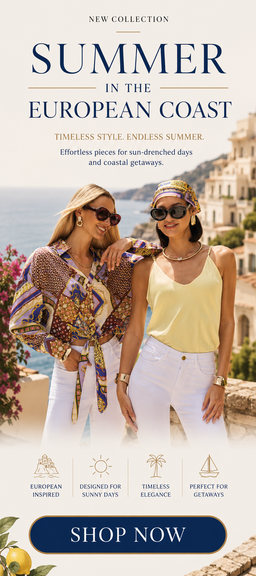 New Collection Summer in the European Coast. Timeless endless summer. Shop Now