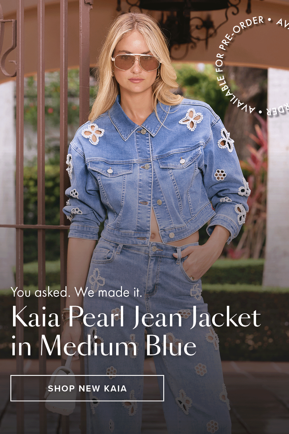 You asked. We made it. Kaia Pearl Jean Jacket in Medium Blue.