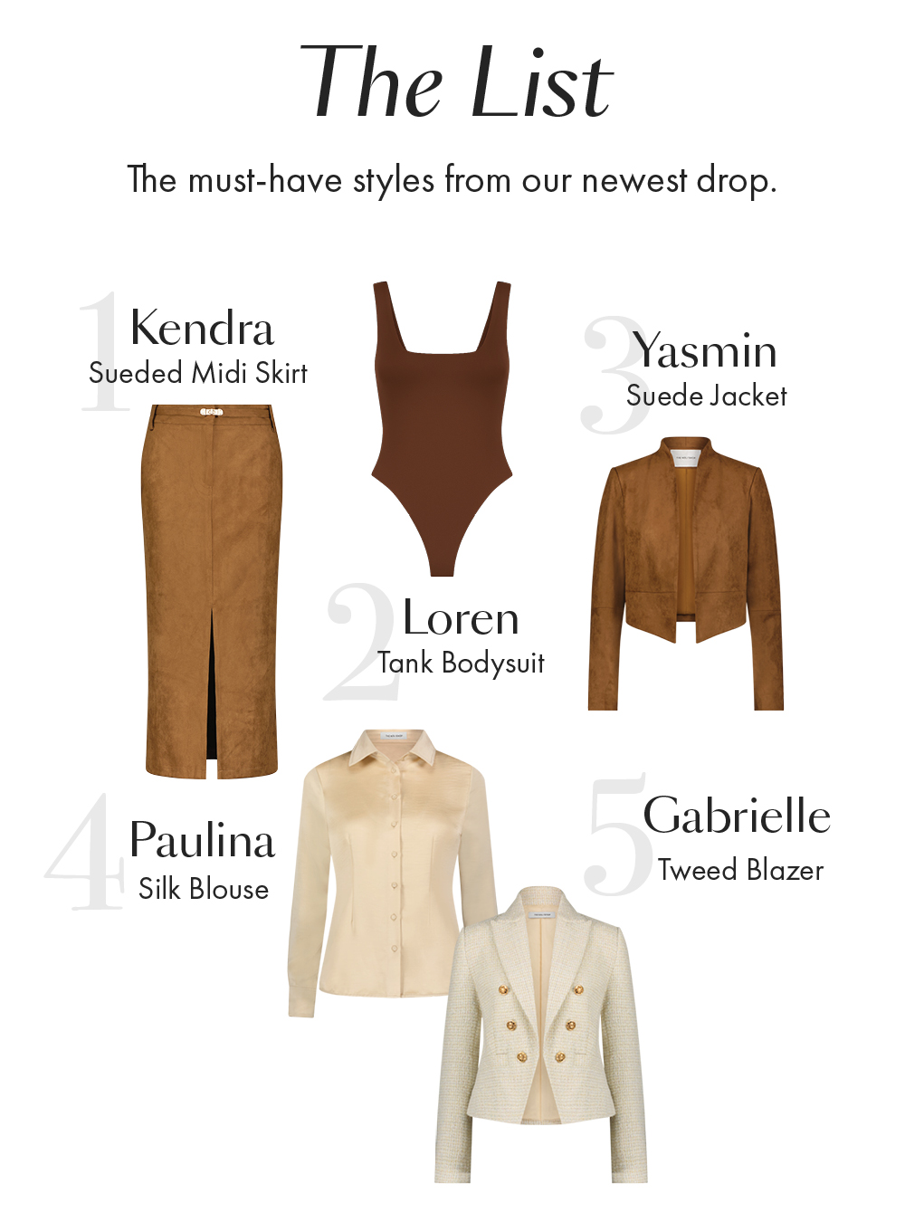 The List. The Must-Have Styles from our Newest Drop.