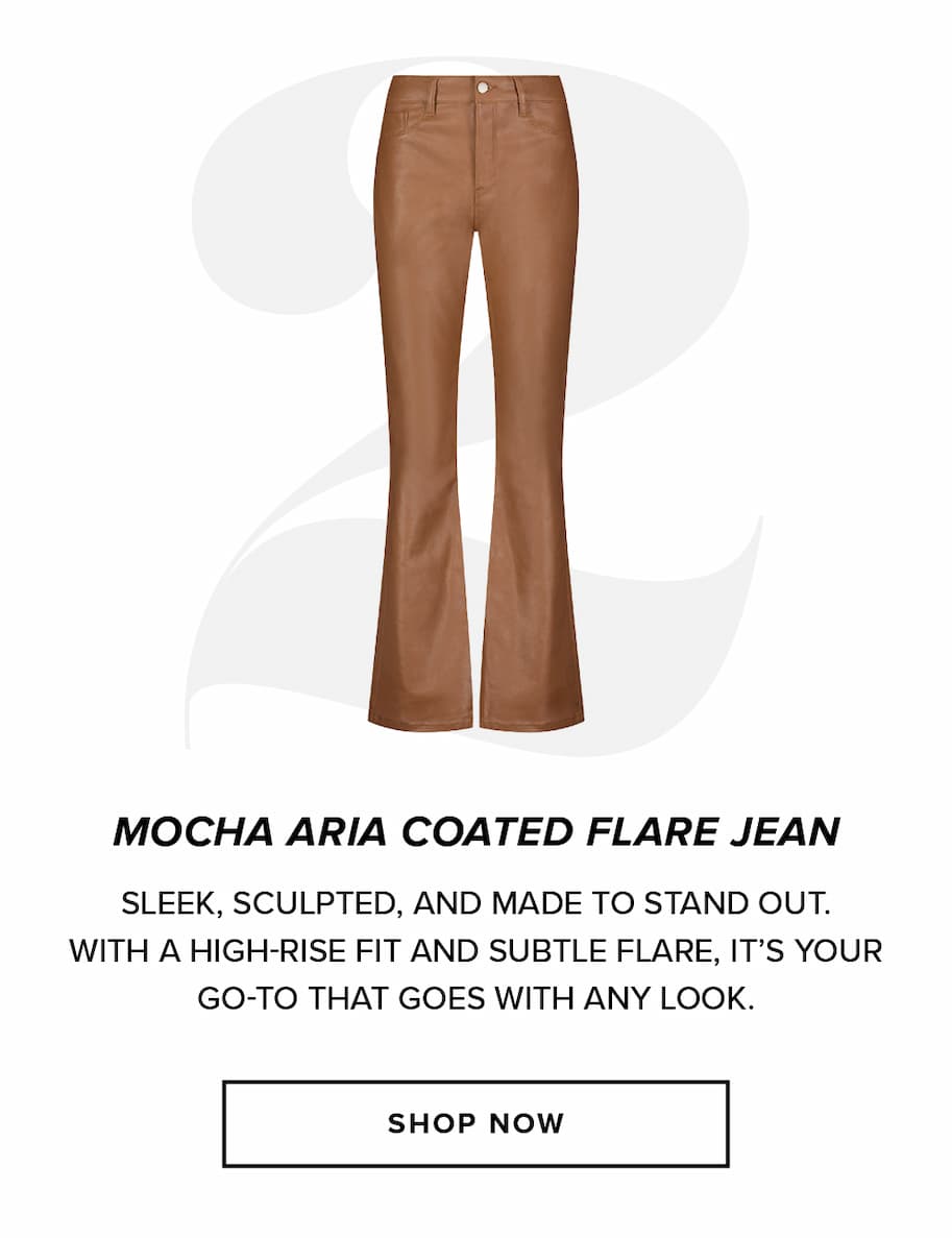 Mocha Aria Coated Flare Jean