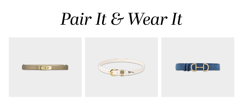 Pair it & Wear it. A 3 grid line-up of our Noli Belts: Nicola Belt, Blair Belt, and Bettie Belt.