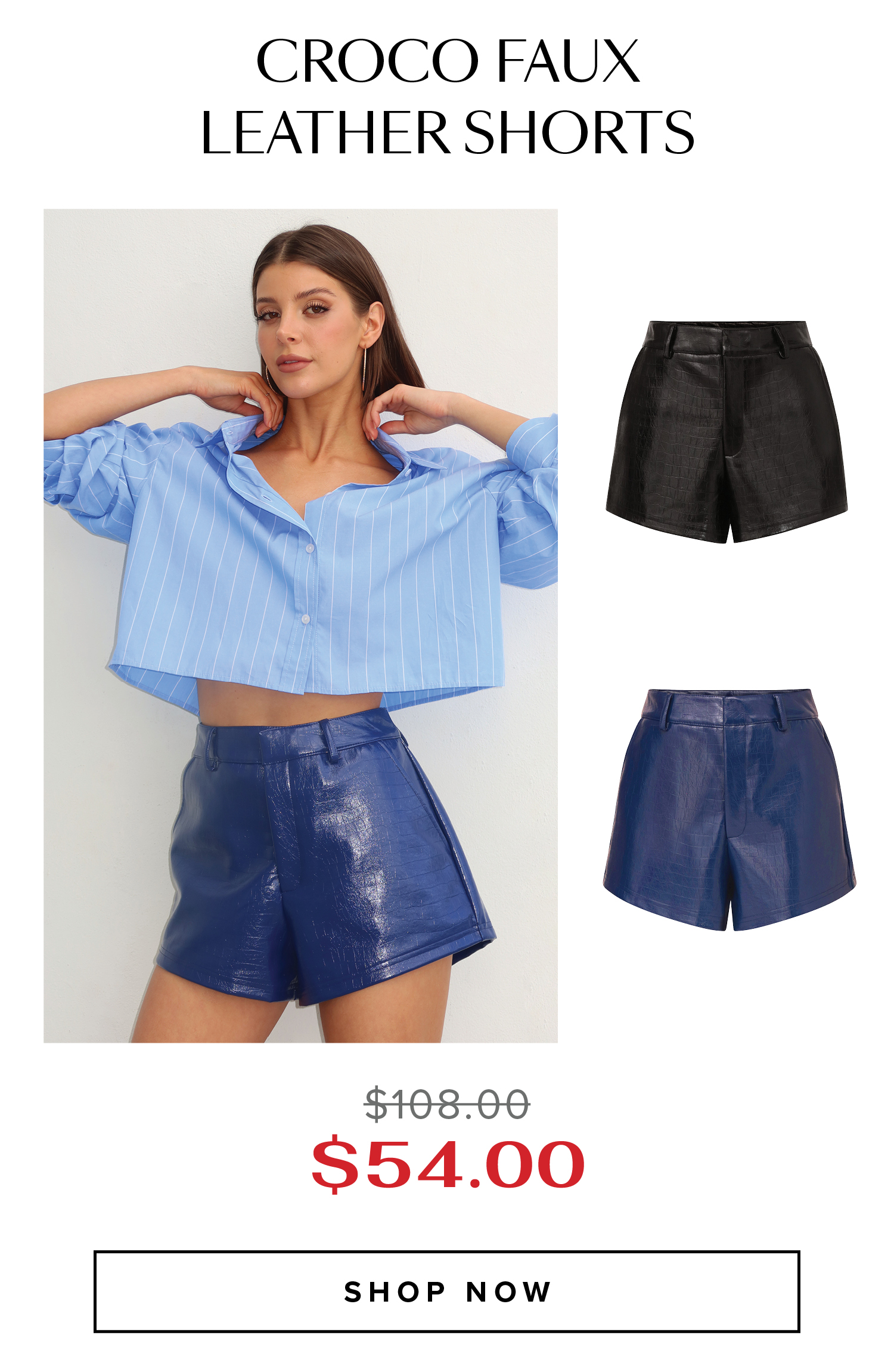 Croco Faux Leather Shorts
