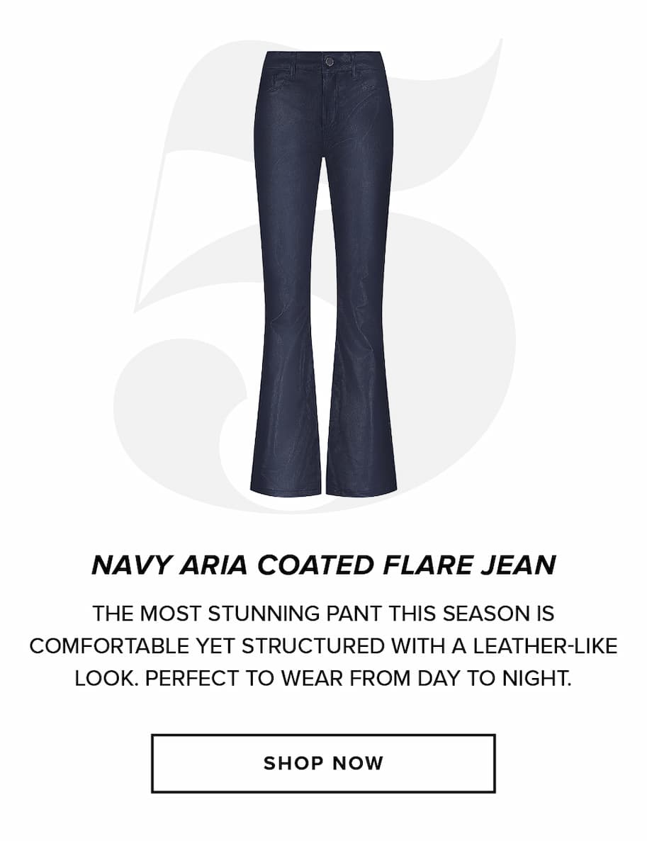 Navy Aria Coated Flare Jean