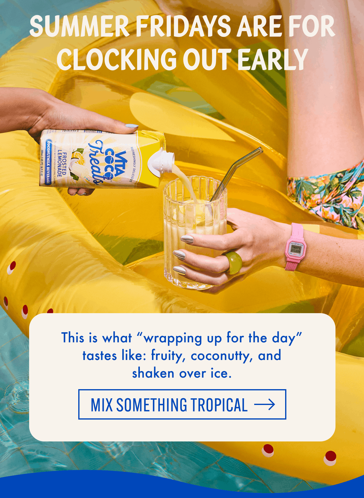 Summer Fridays Are for Clocking Our Early | This is what "wrapping up for the day" tastes like: fruity, coconutty, and shaken over ice. | Mix Something Tropical