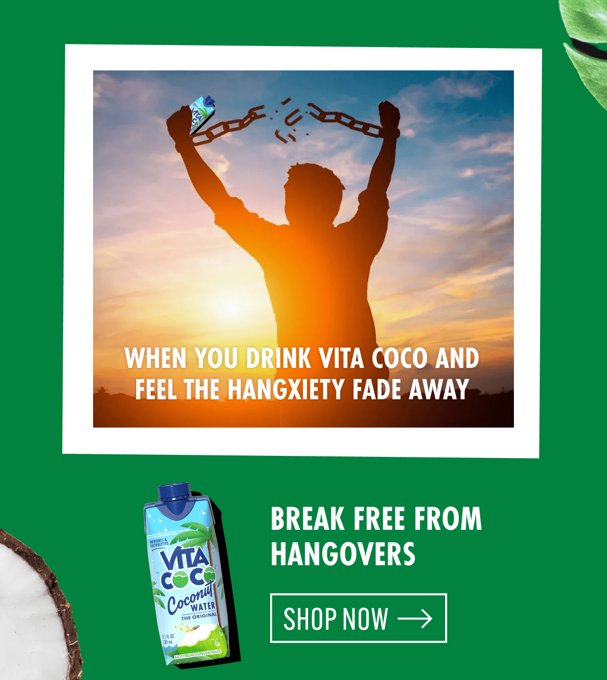 When you drink vita coco and feel the hangxiety fade away | Break free from hangovers | Shop now