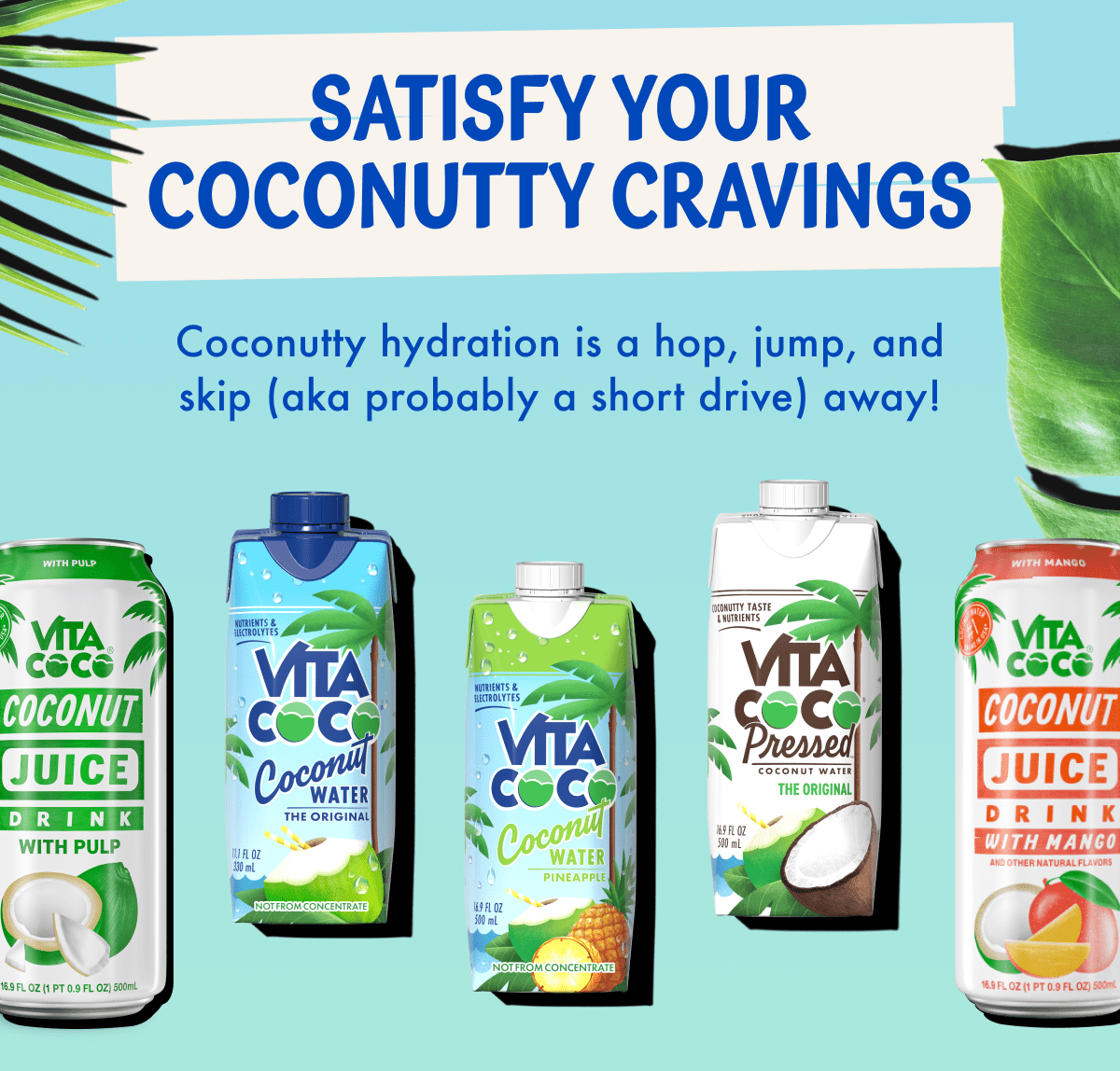 Satisfy your coconutty cravings | Coconutty hydration is a hop, jump, and skip (aka probably a short drive) away!