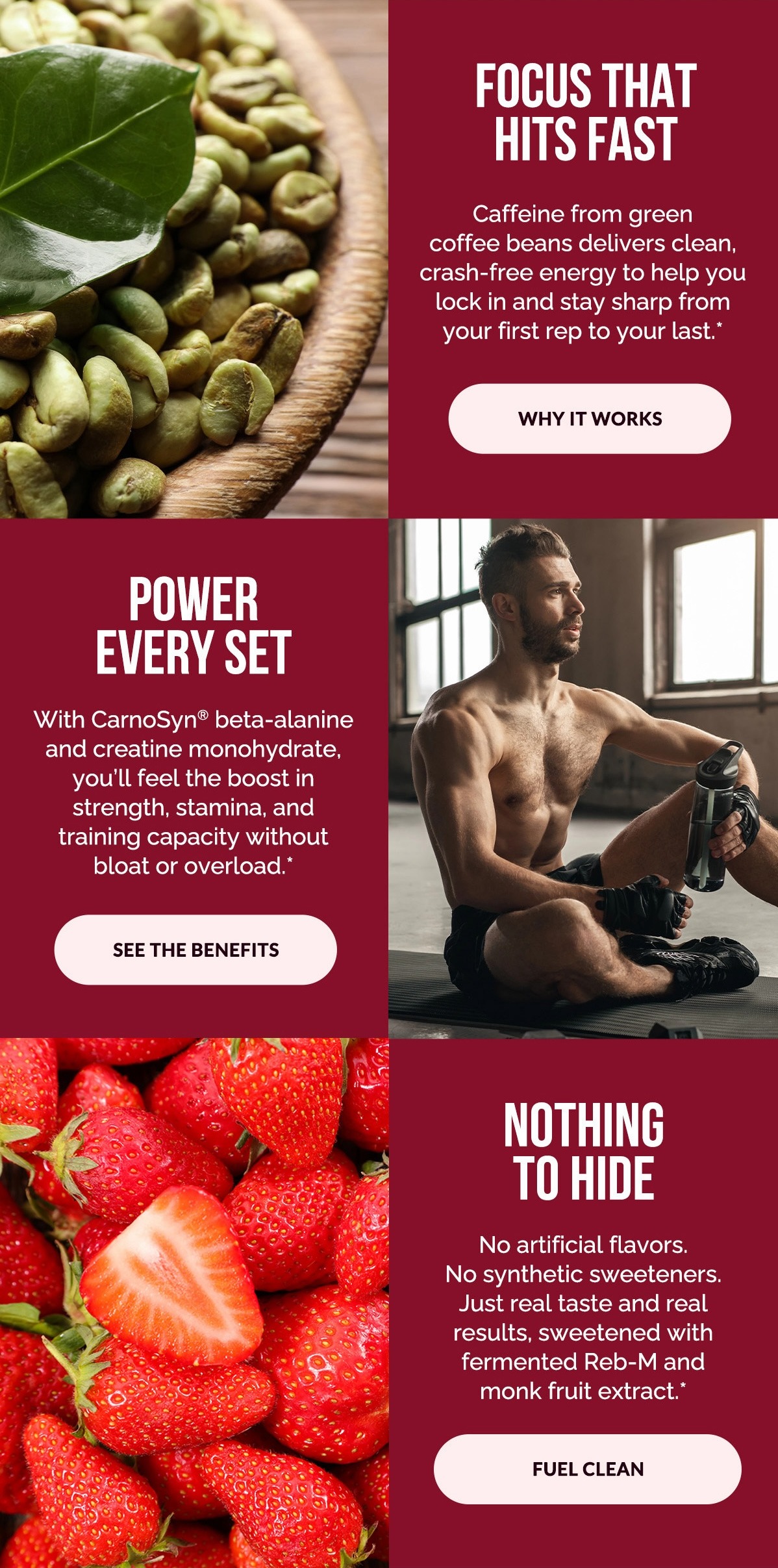 Focus that hits fast, Power every set, Nothing to Hide