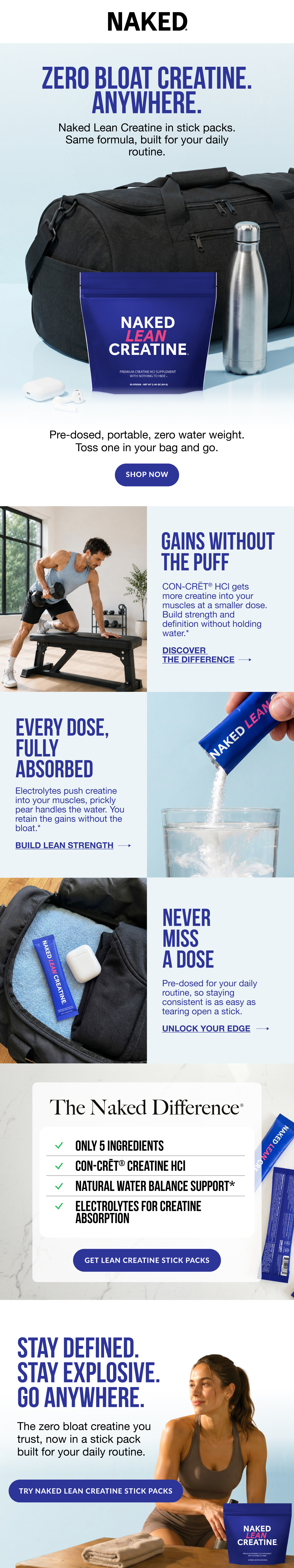 Naked Lean Creatine Stick Packs