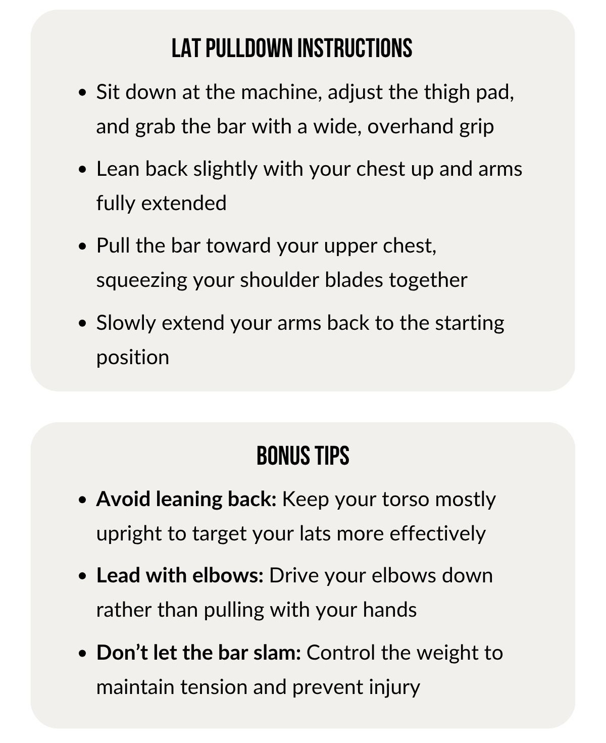 Lat Pulldowns Instructions