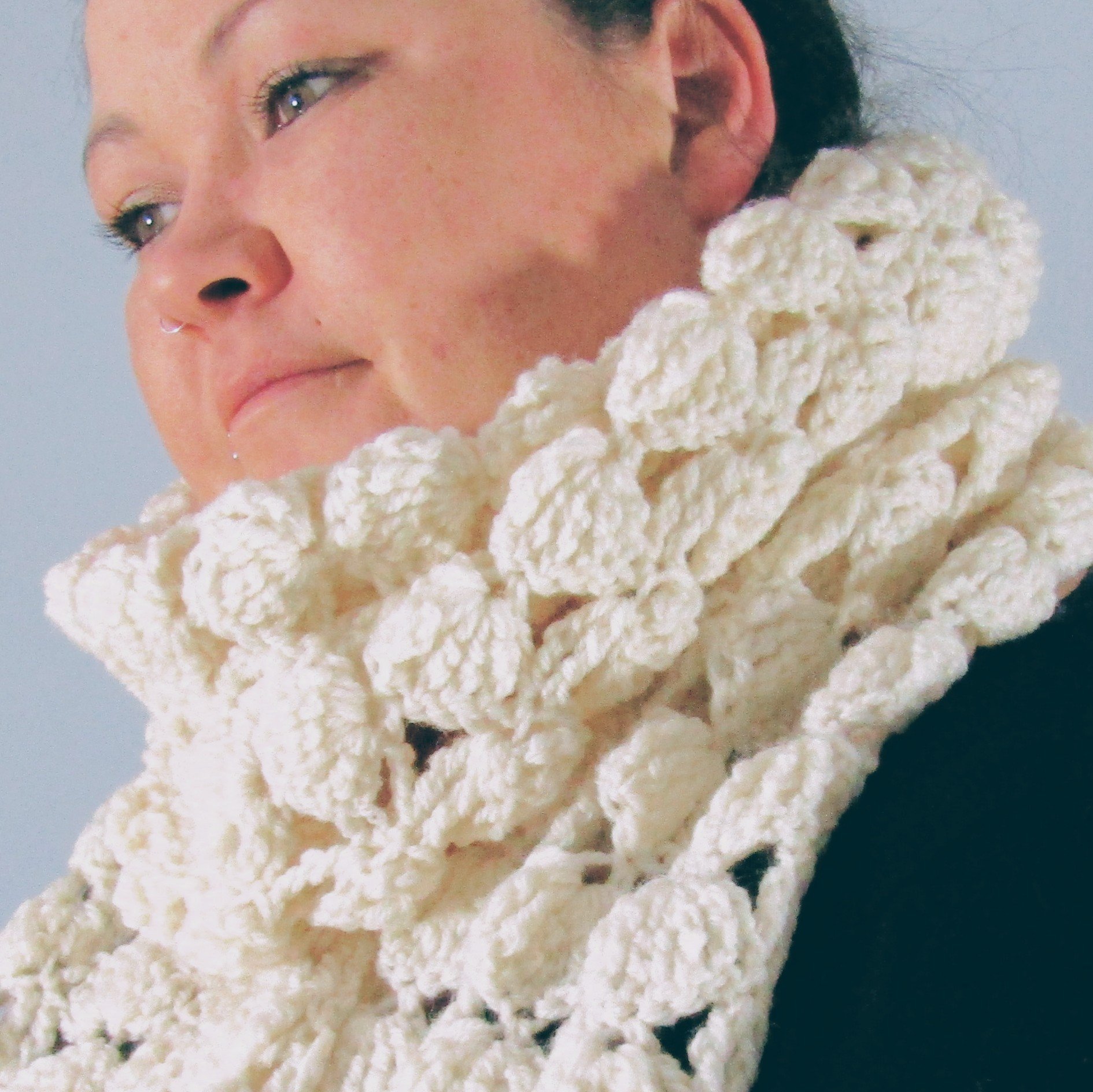 Winter White Crochet Scarf by Shoreline food and crafts Co. Mayo - Parad e- Handmade