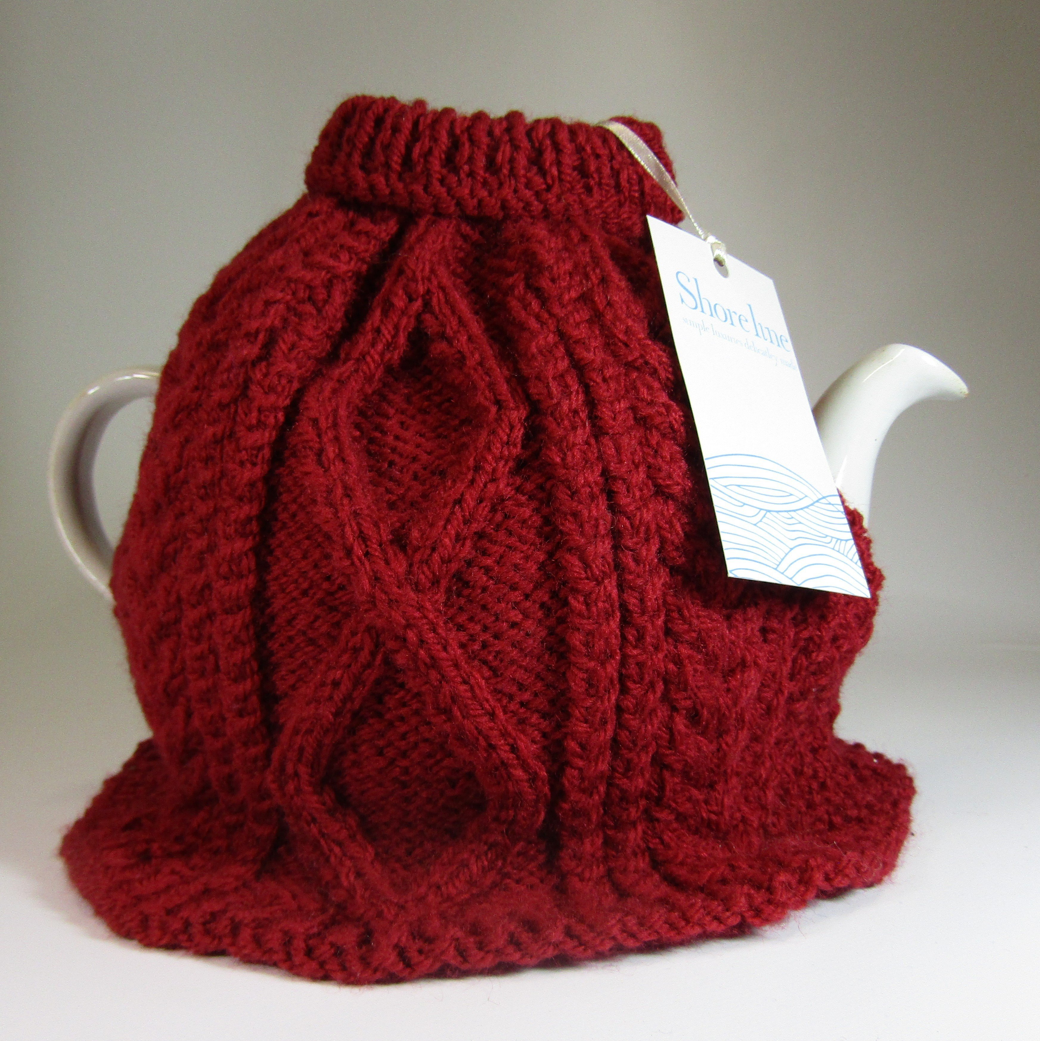 Red Aran Tea Cosy by Shoreline food and crafts Co. Mayo - Parad e- Handmade