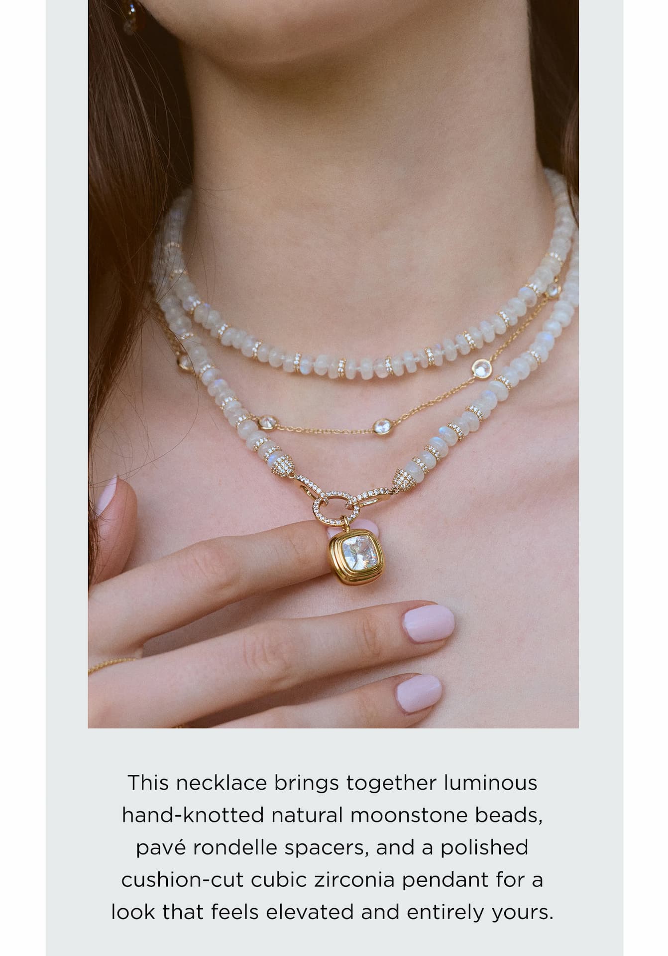 BOUJEE BEADS MOONSTONE LONG NECKLACE