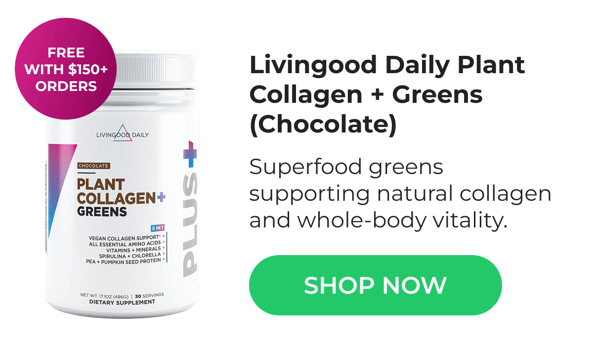 Livingood Daily Plant Collagen + Greens (Chocolate) - Superfood greens supporting natural collagen and whole-body vitality. | SHOP NOW