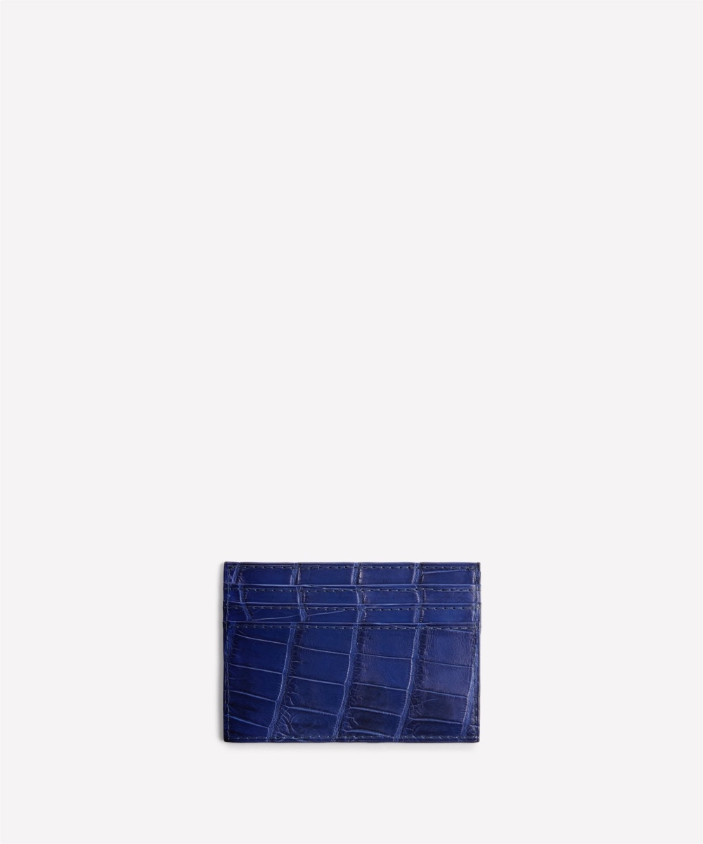 Slim Card Case Sapphire Crocodile
