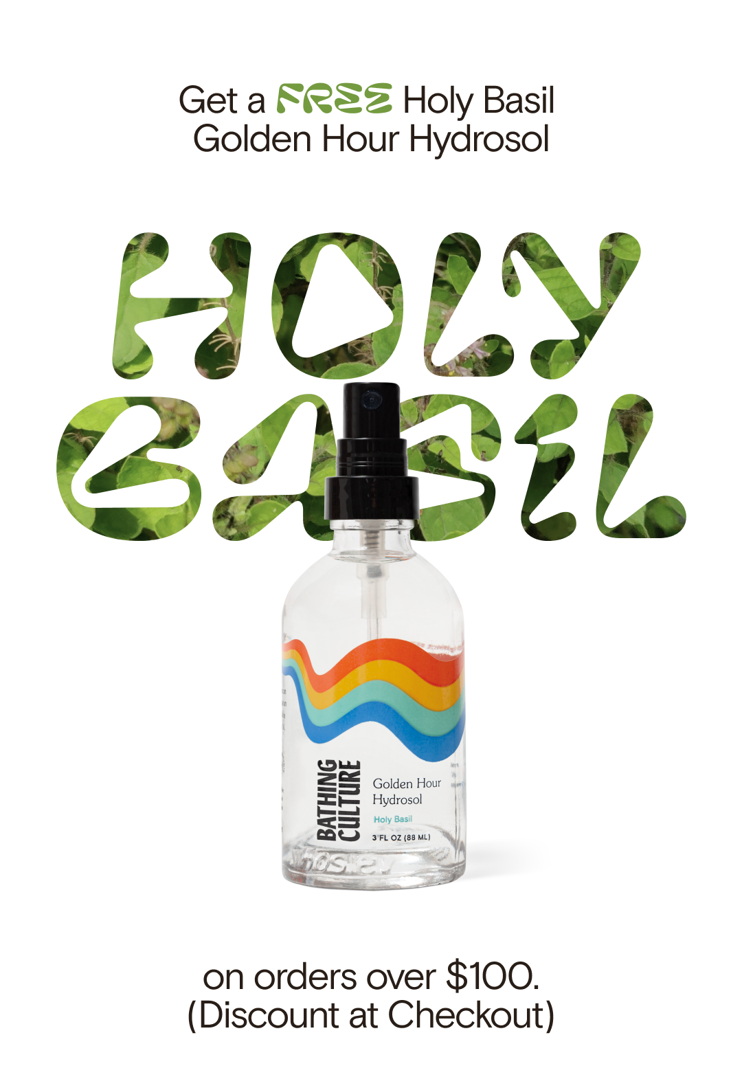Free Holy Basil Hydrosol on orders 100+ 🌱 Bathing Culture