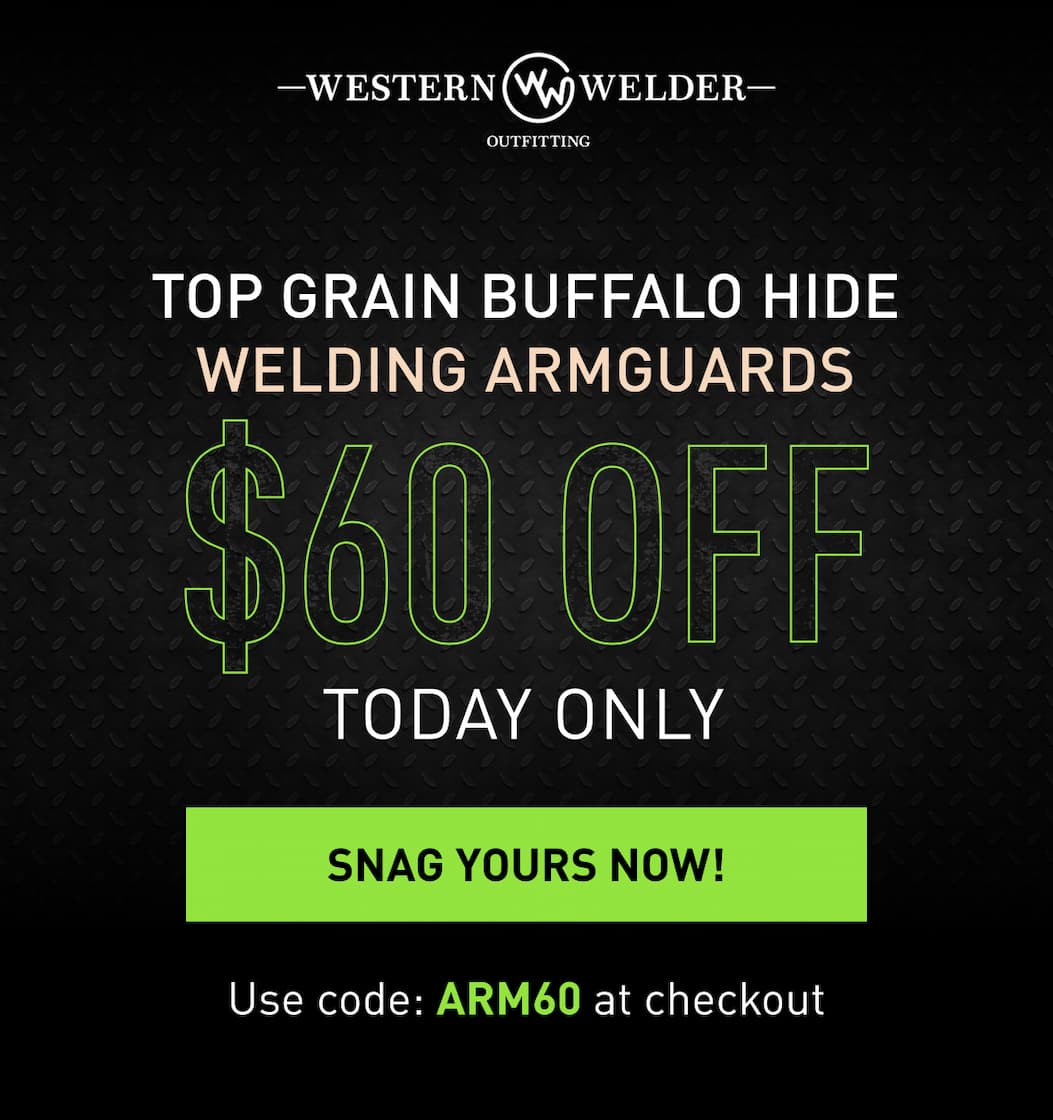 top grain bufallo hide welding armguards $60 off today only