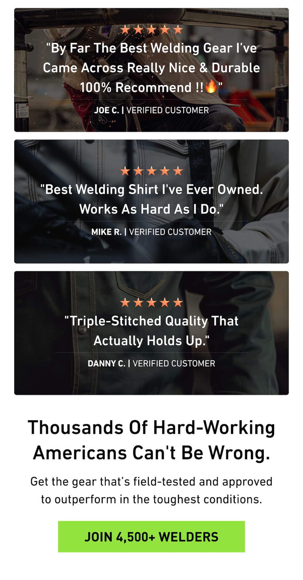 "By far the best welding gear I've came across really nice & durable 100% recommend !!🔥"