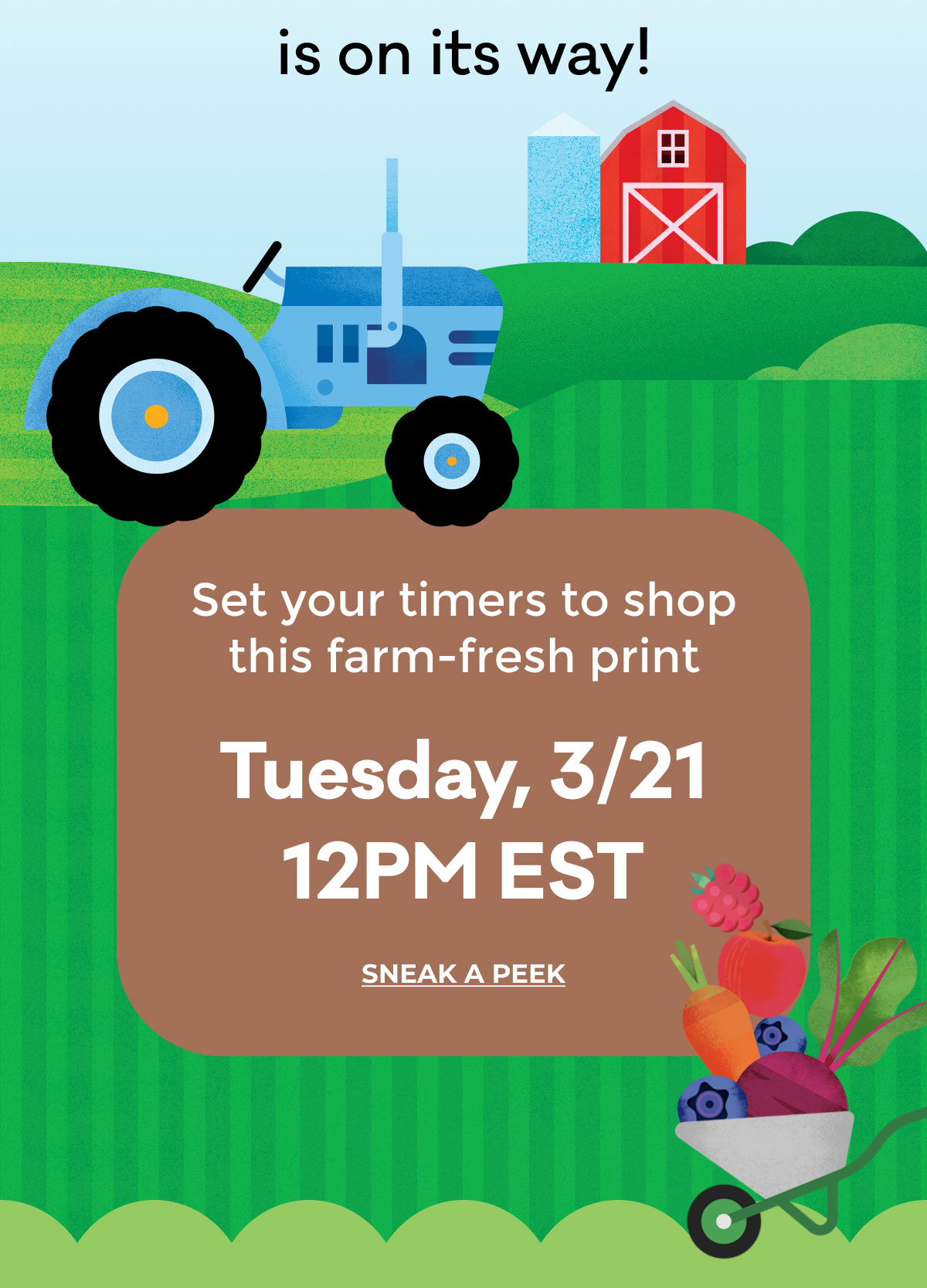 Little Sleepies x Once Upon A Farm is on its way! Set your timers to shop this farm-resh print Tuesday, 3/21 12PM EST | SNEAK A PEEK