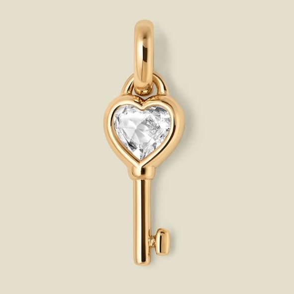 CZ heart key charm