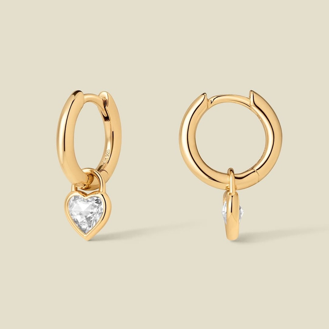 CZ heart drop hoop