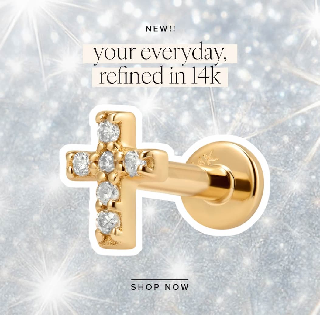 Diamond stud cross earring