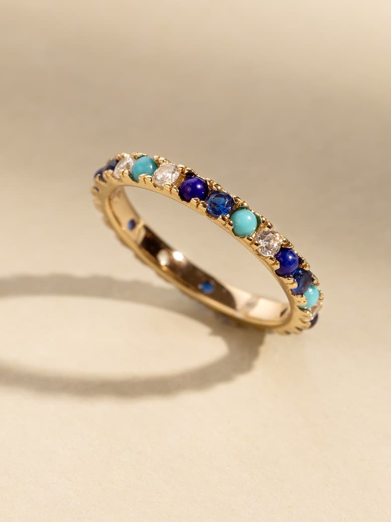 Turquoise and lapis eternity ring