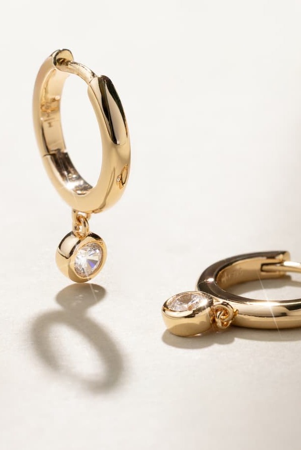 CZ poppy drop hoop earrings