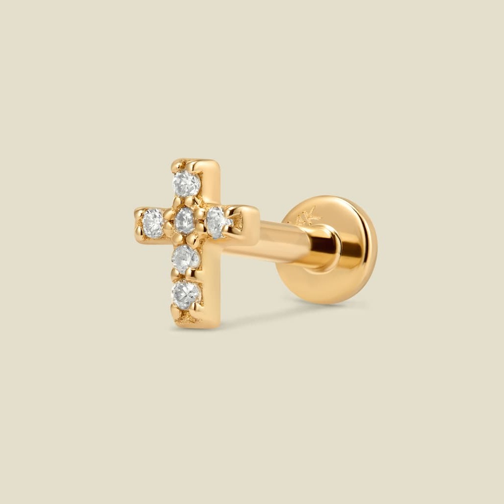 diamond cross stud