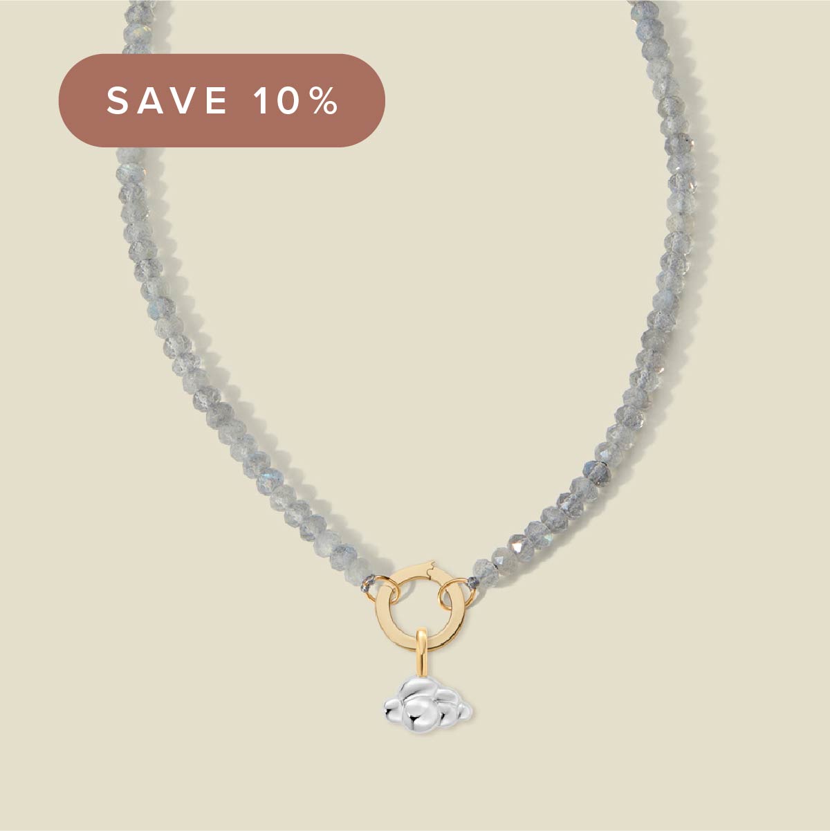 Silver lining charm necklace