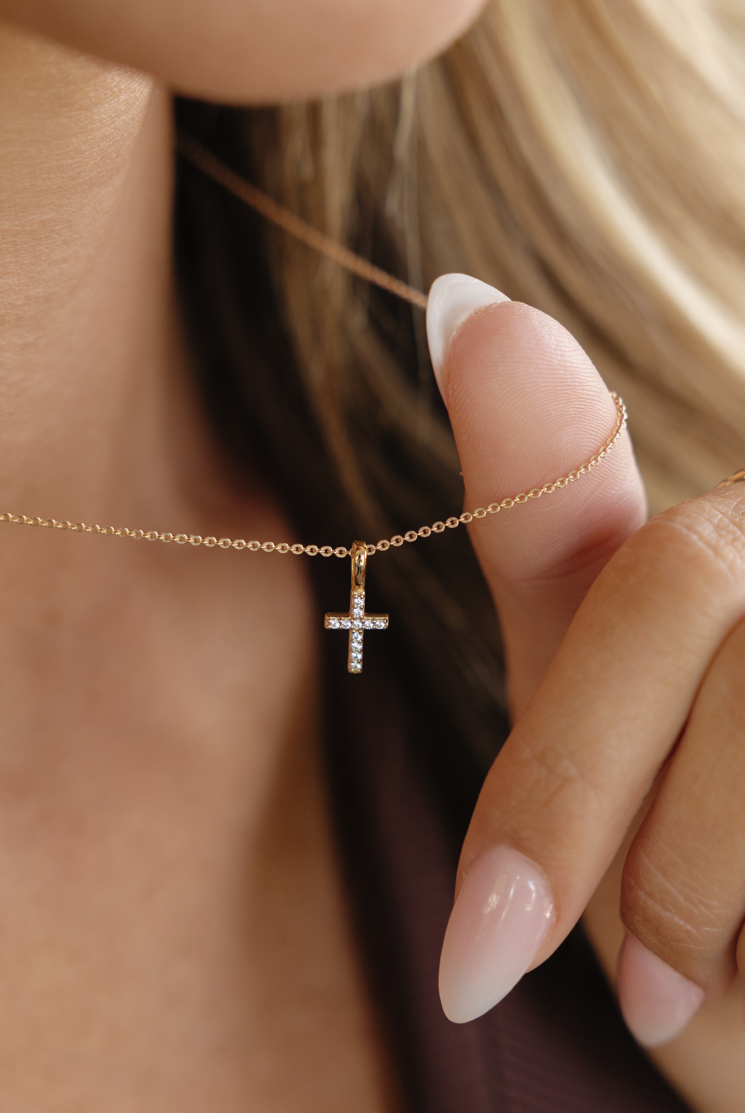 Kaley Munday cz cross necklace