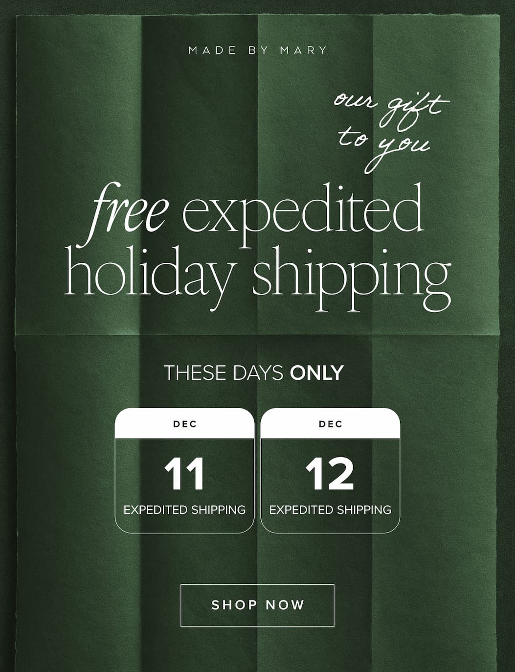 Free expedited shipping.