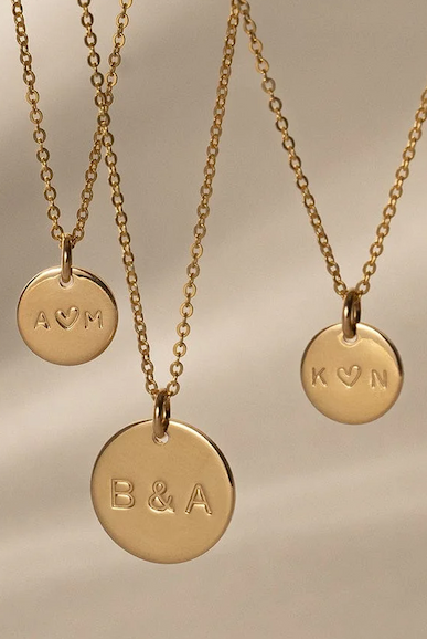 Love disc necklace from Made by Mary. Stamp your initials. 
