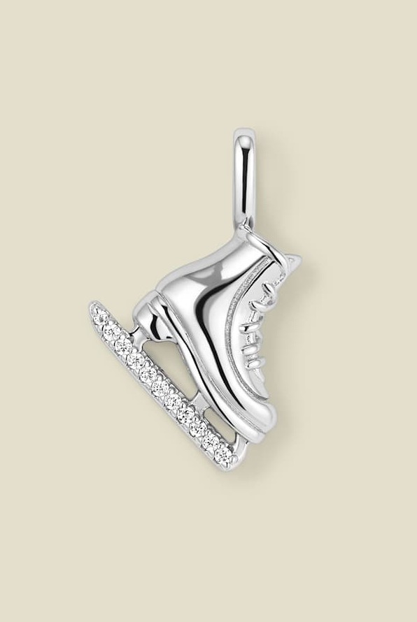 Silver ice skating charm